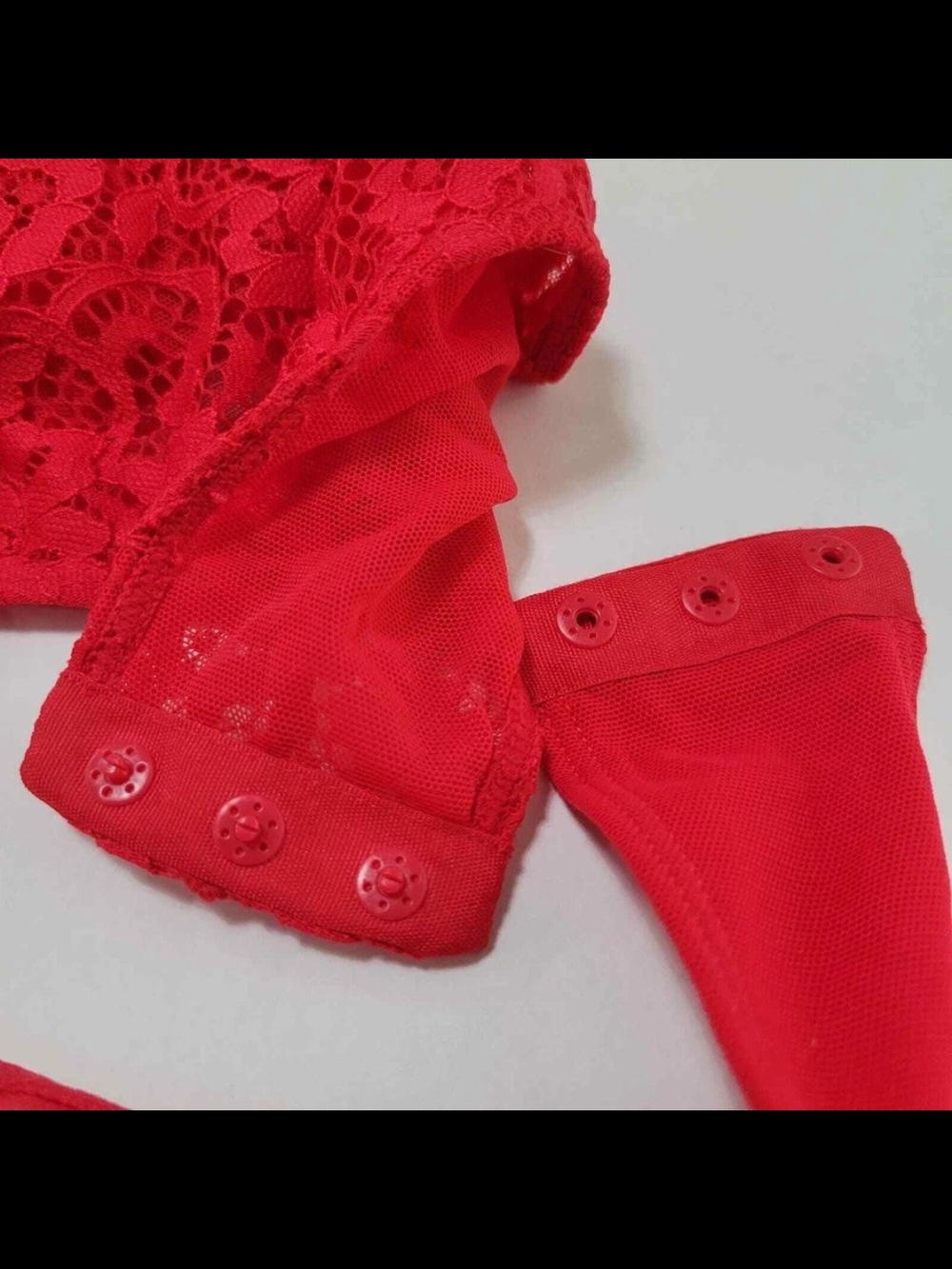 INC International Concepts Red Lace Long Sleeve Bodysuit – Medium NWT - Picture 7 of 9